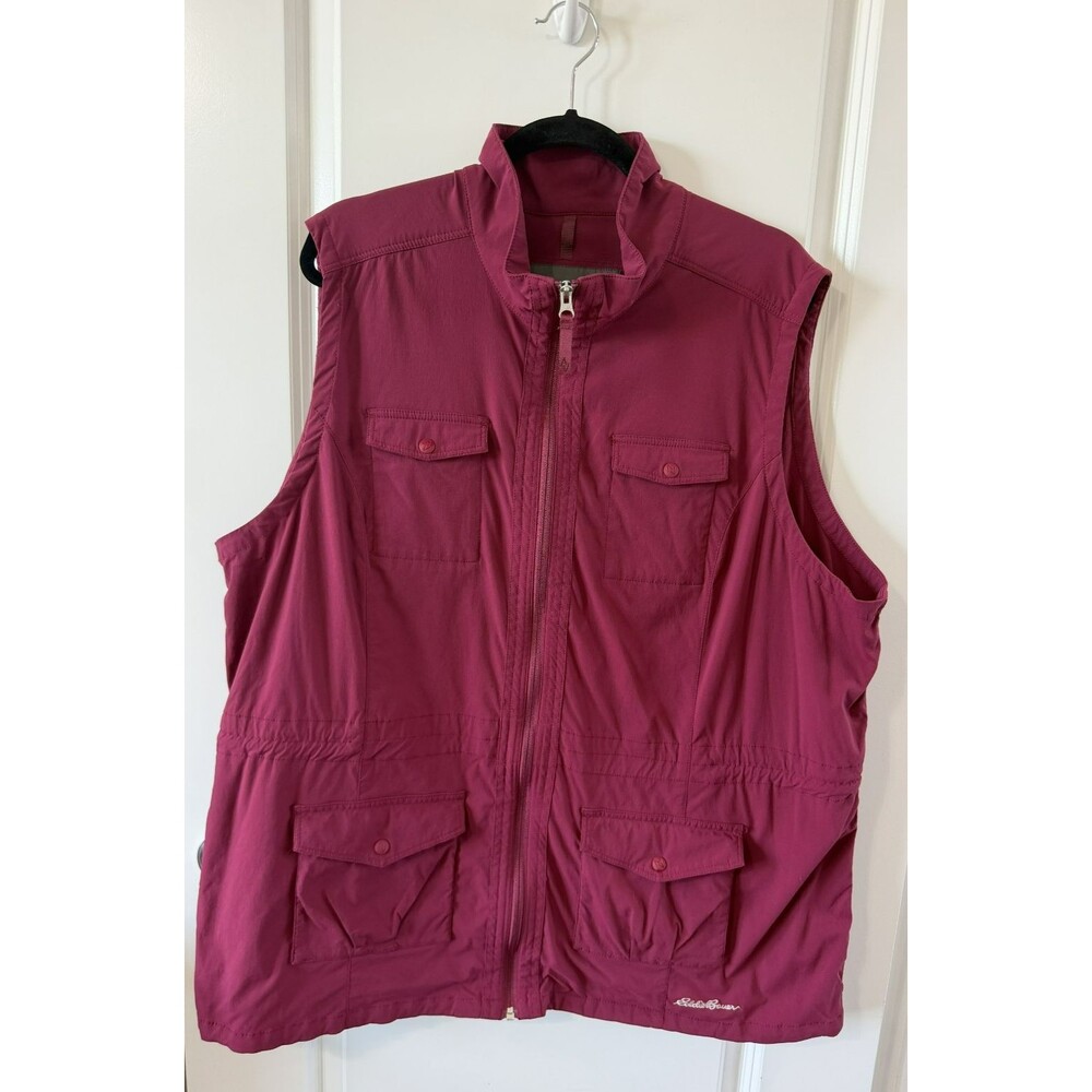 Eddie Bauer Travex Utility Vest Womens maroon 3x Sleeveless Pockets Travel